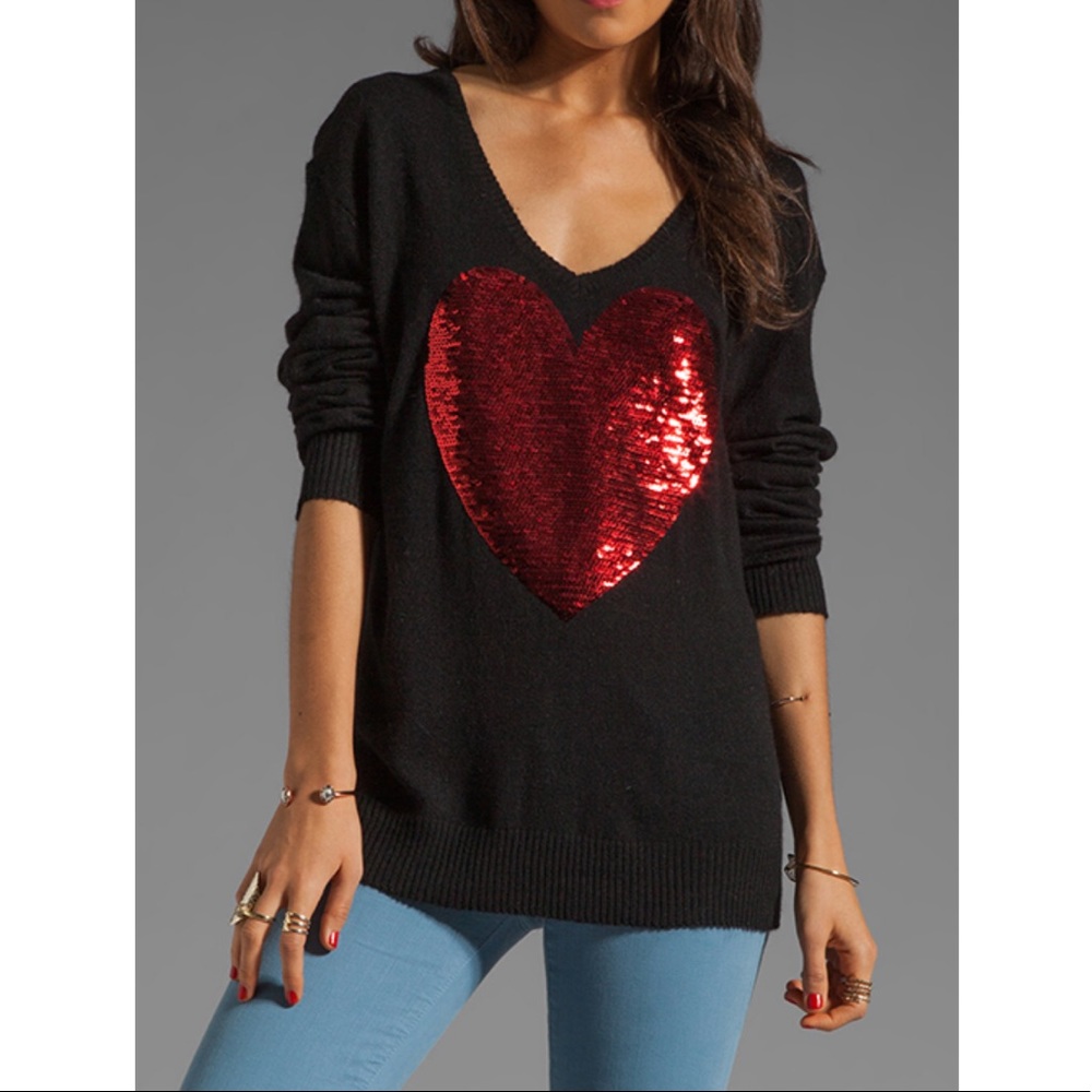 Wildfox sequin heart sweater